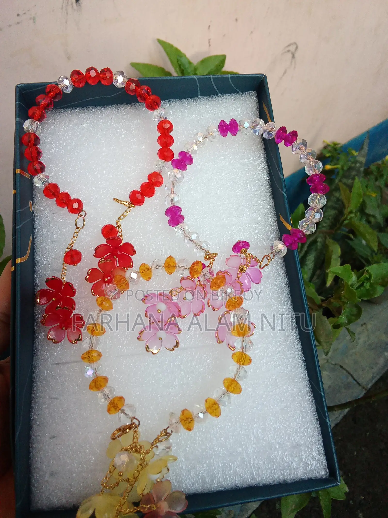 Handmade Floral Crystal Bracelet