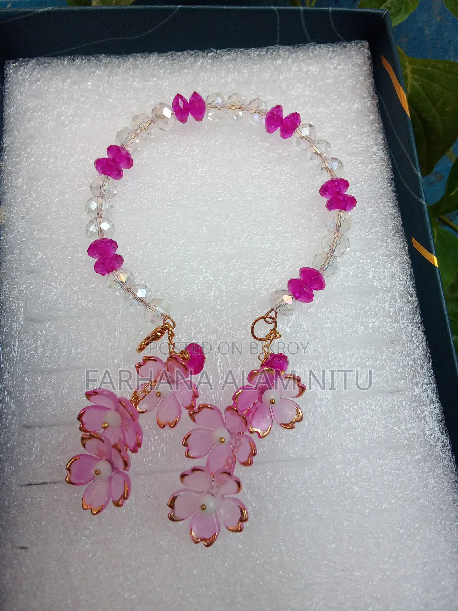 Handmade Floral Crystal Bracelet