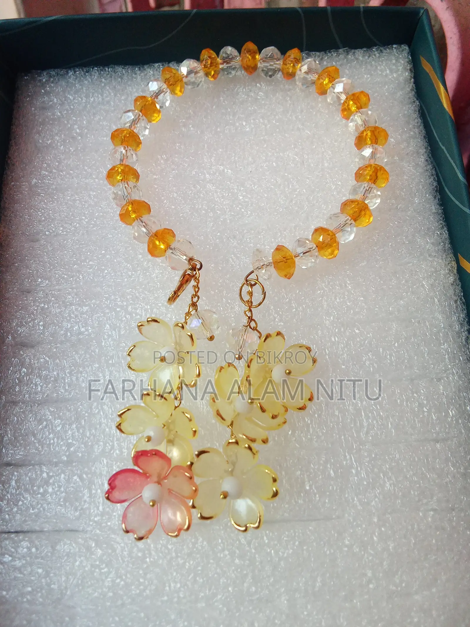 Handmade Floral Crystal Bracelet