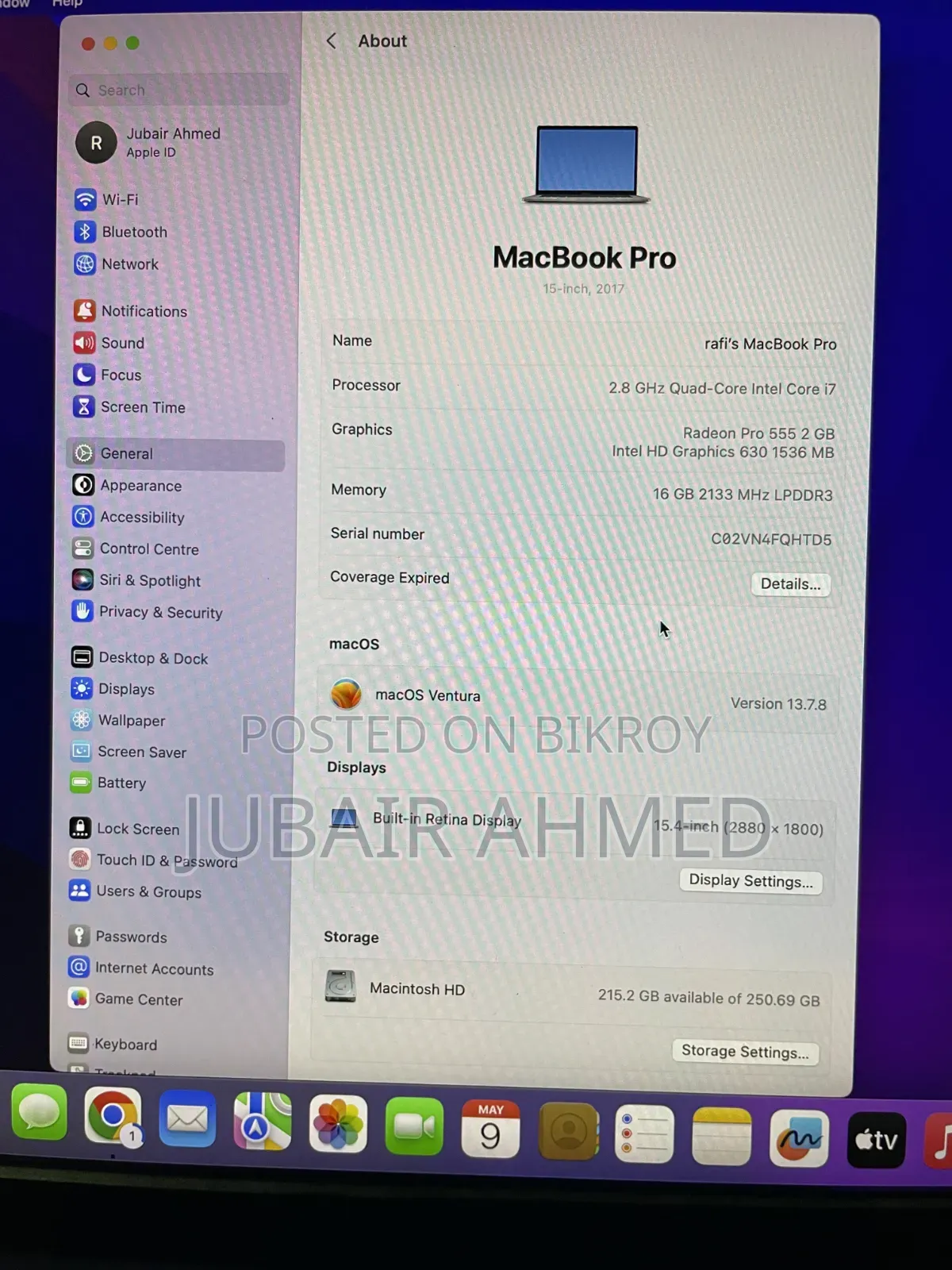 Laptop Apple MacBook 2017 16GB Intel Core I7 SSD 256GB
