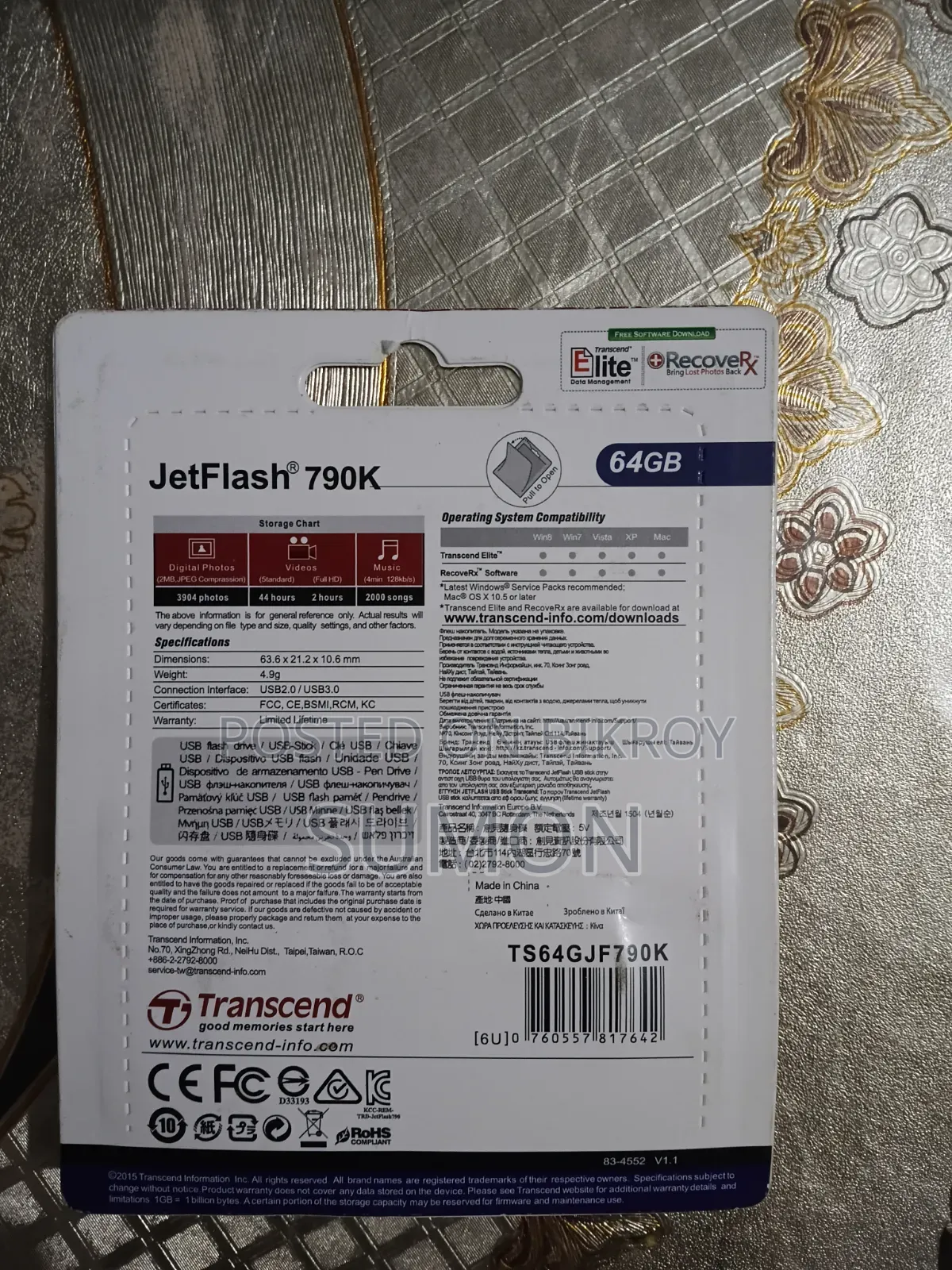Transcend Jetflash 790k 64gb Usb 3.1/3.0 Flash Drive