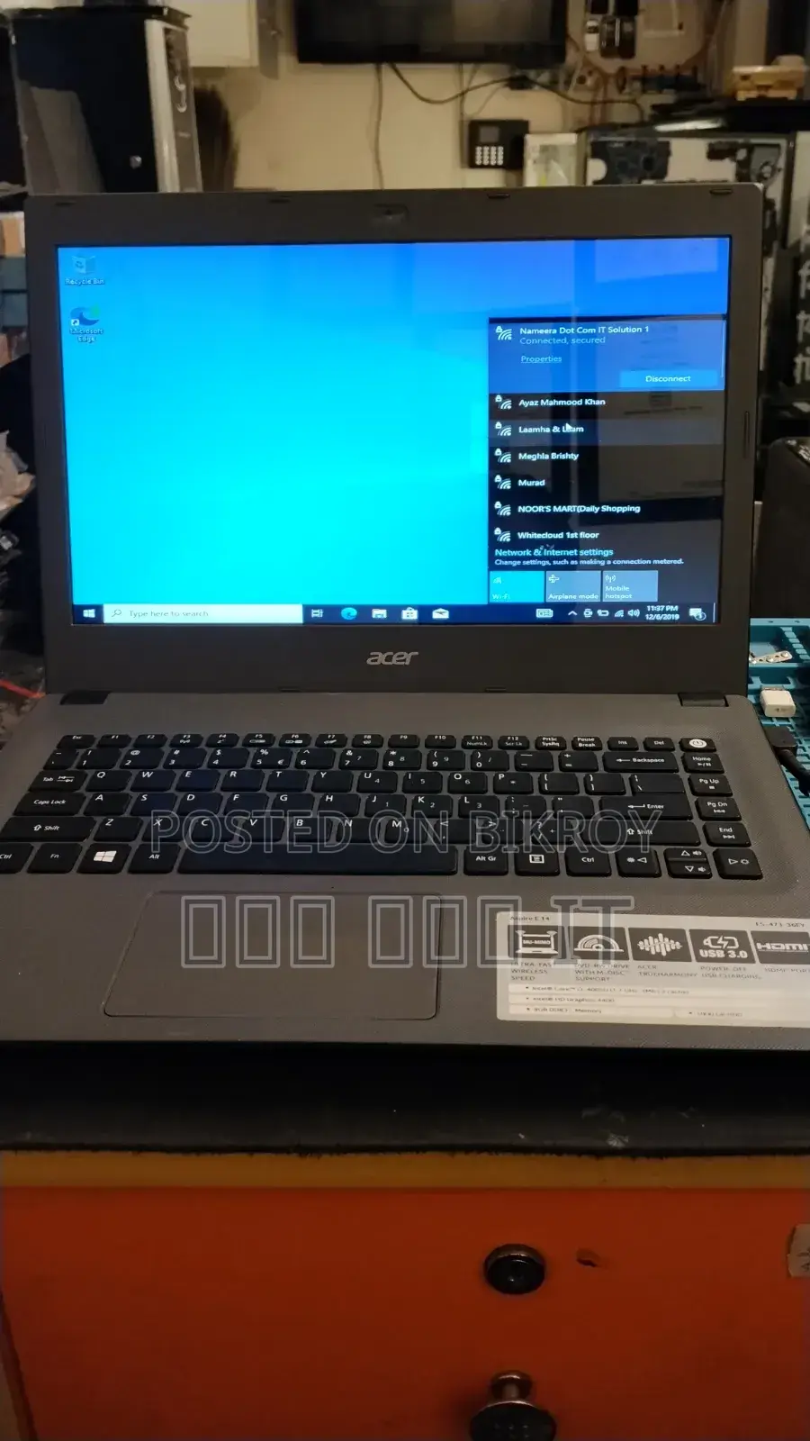 ল্যাপটপ Acer Aspire E1-432g 4GB Intel Core I3 HDD 500GB