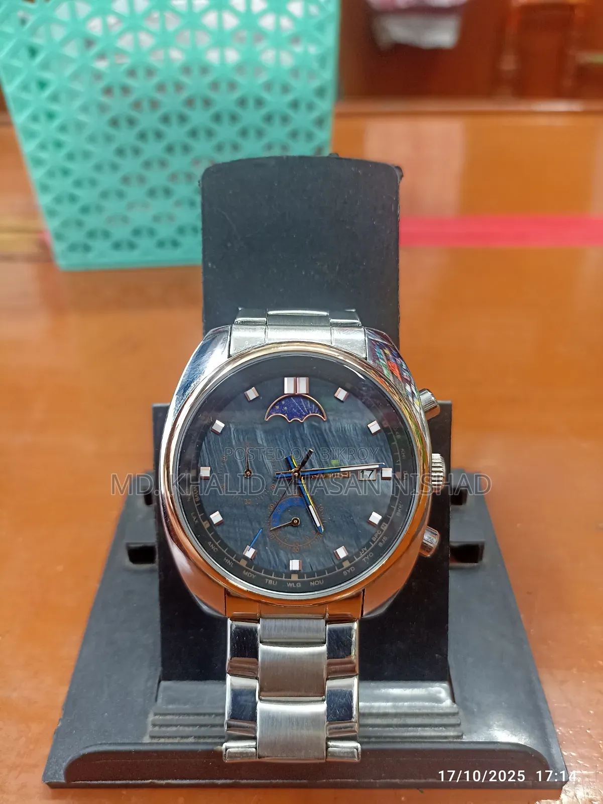 Skmei 9325 Moon Phase Stainless Steel Men’s Watch - White and Black