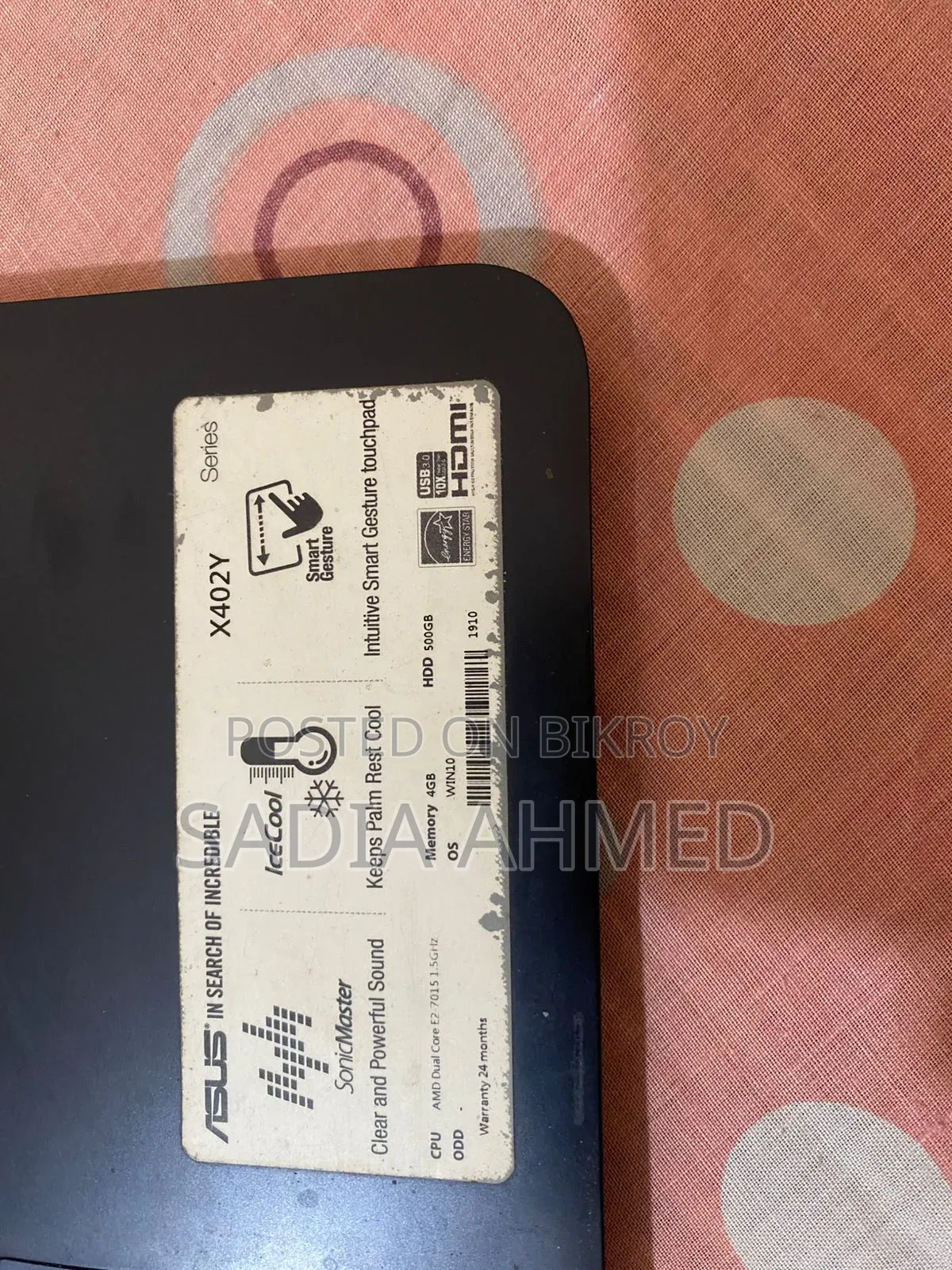 Laptop Asus X402CA 4GB AMD Ryzen 5 SSD 4T