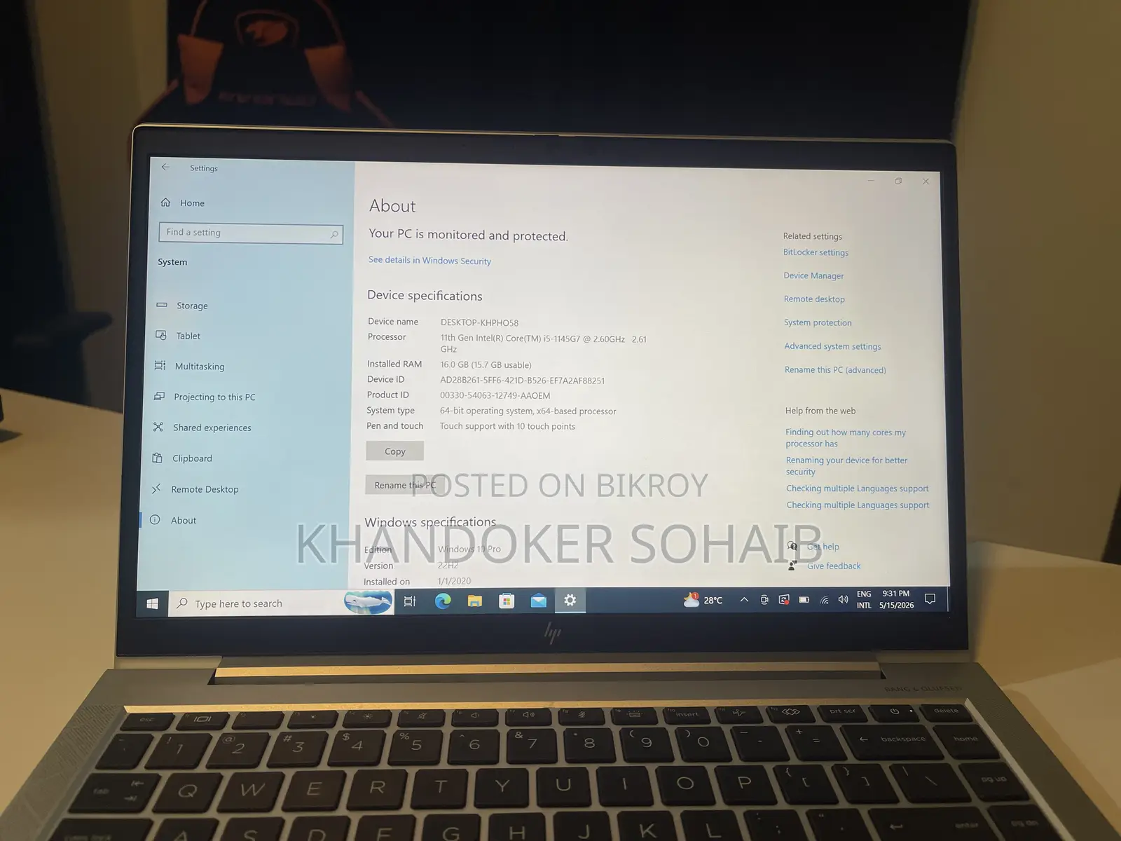 Laptop HP EliteBook 840 G8 16GB Intel Core I5 SSD 512GB