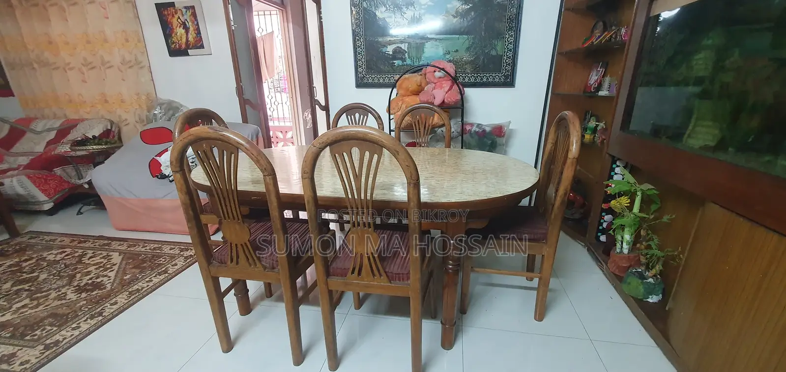 সেগুন কাঠের ৬ চেয়ারের ডাইনিং টেবিল