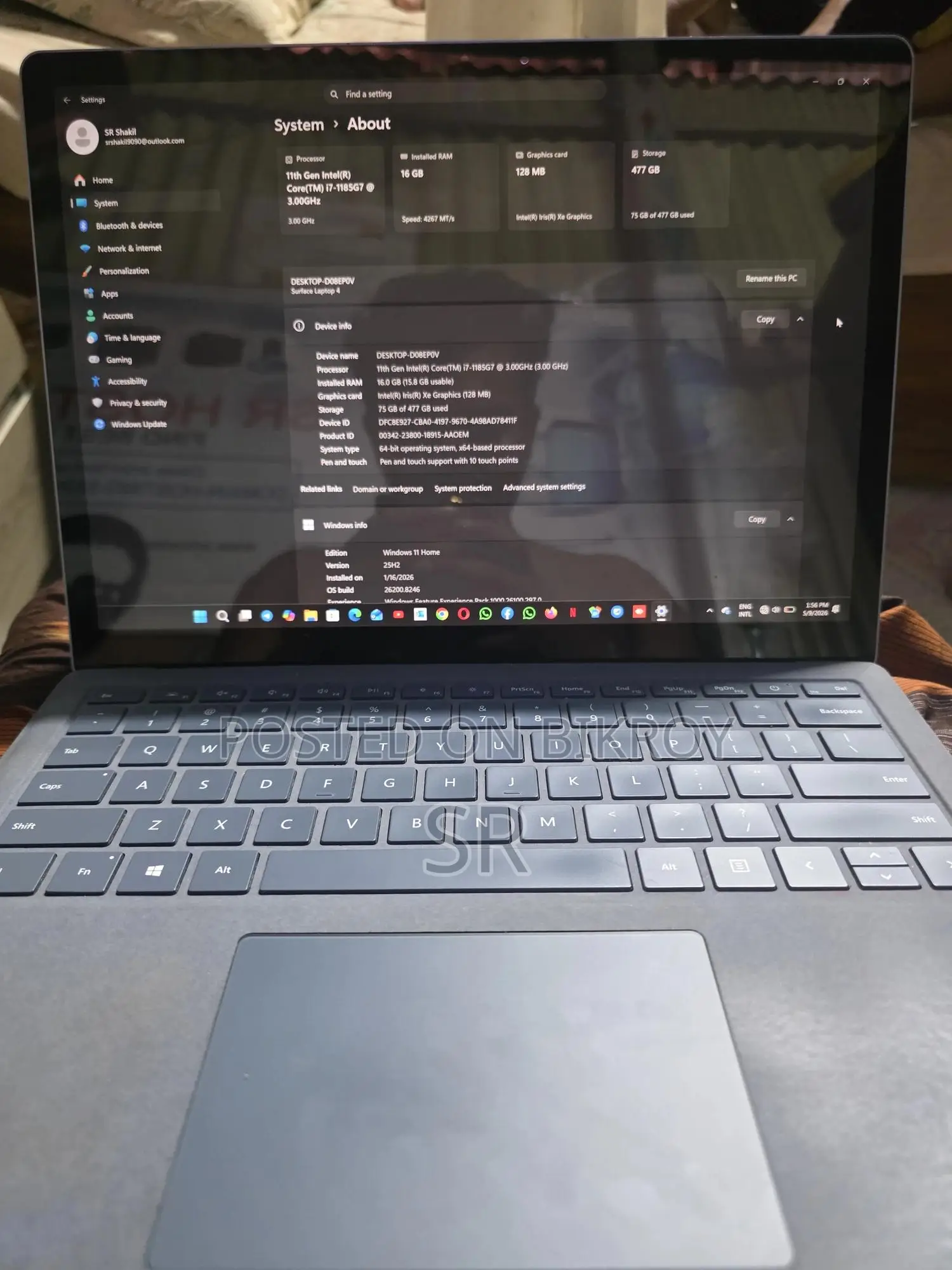 Laptop Microsoft Surface Laptop 4 16GB Intel Core I7 SSD 500GB