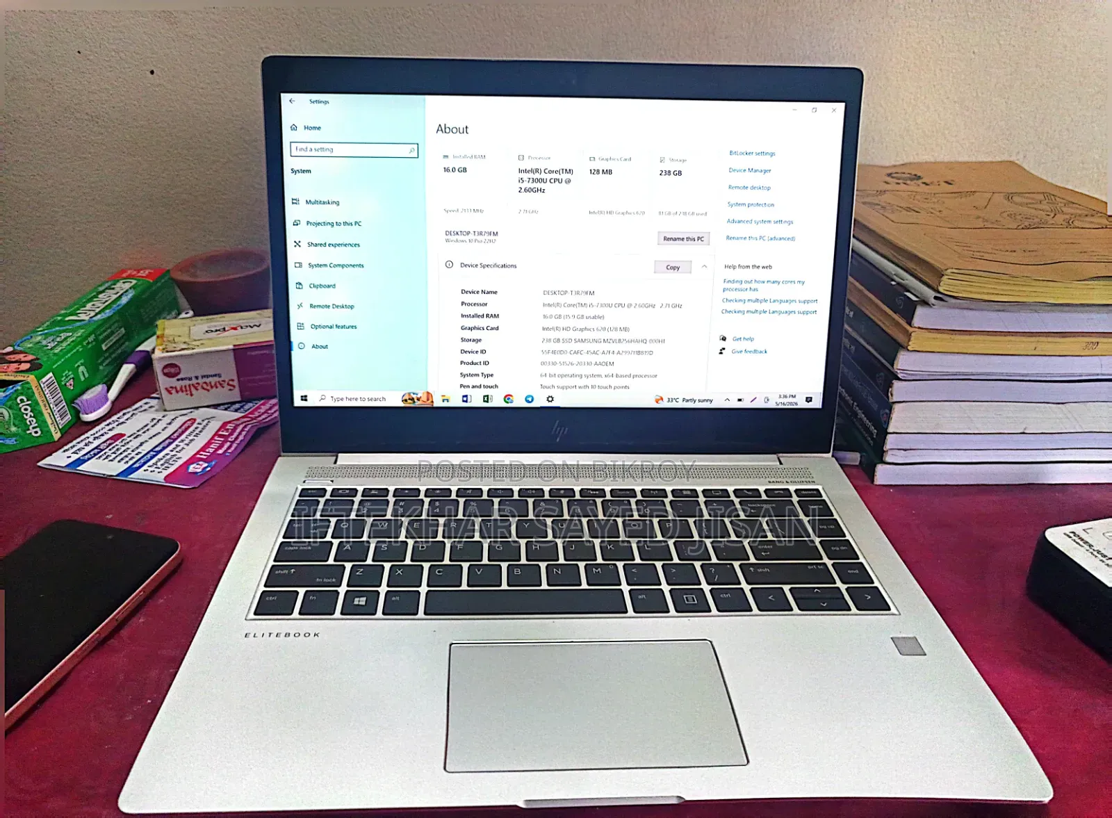 ল্যাপটপ HP EliteBook 840 G6 16GB Intel Core I5 SSD 256GB