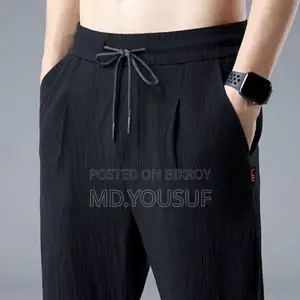 Men's New Summer Ice Silk Thin Trousers Loose Straight Men's