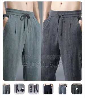 Men's New Summer Ice Silk Thin Trousers Loose Straight Men's