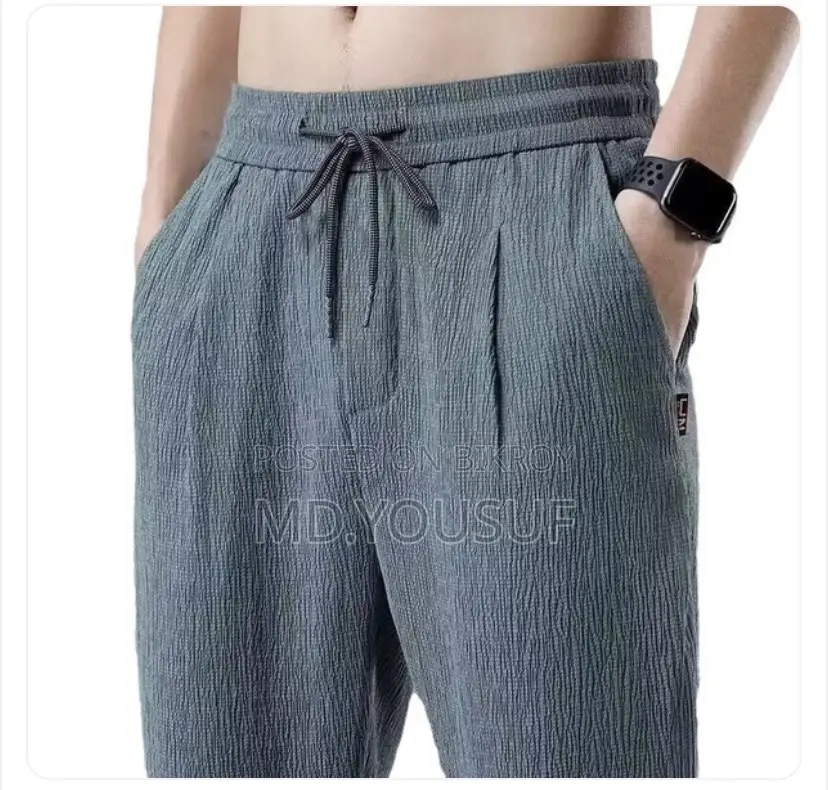 Men's New Summer Ice Silk Thin Trousers Loose Straight Men's