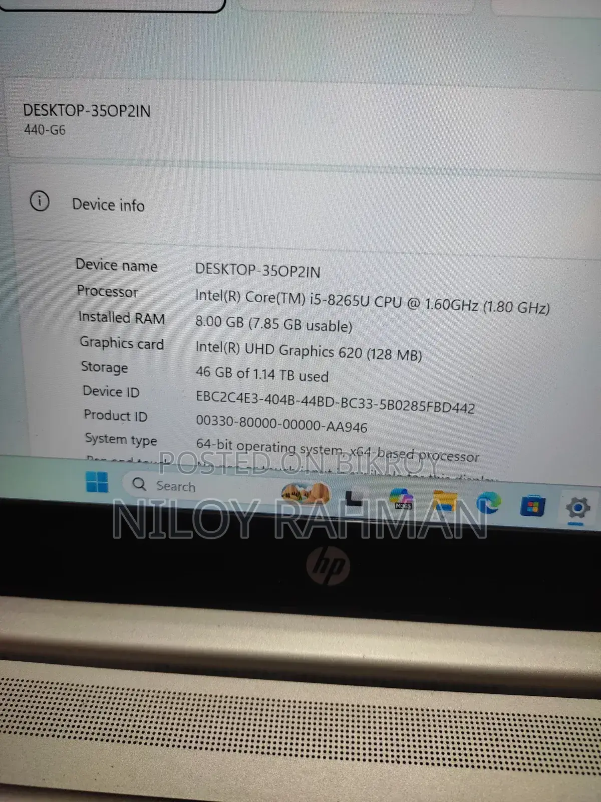 Laptop HP ProBook 440 G6 8GB Intel Core I5 SSD 256GB