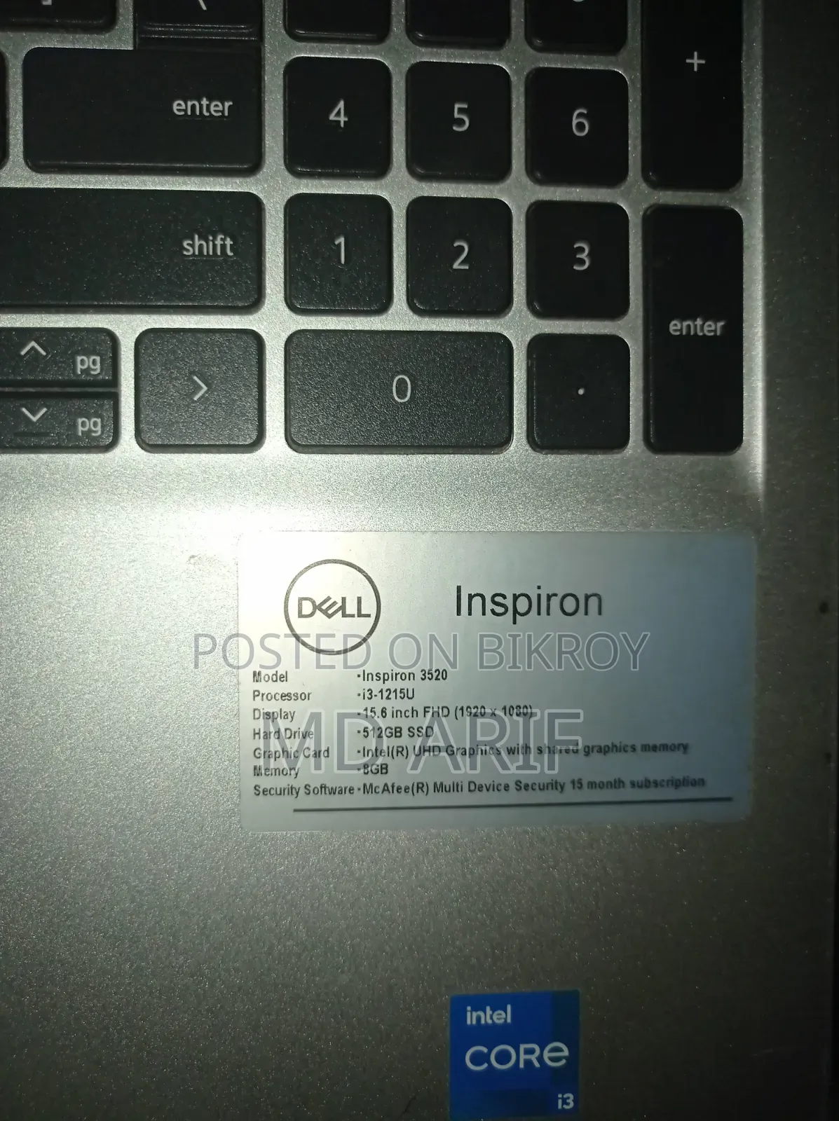 Laptop Dell Inspiron 15 8GB Intel Core i3 SSD 512GB