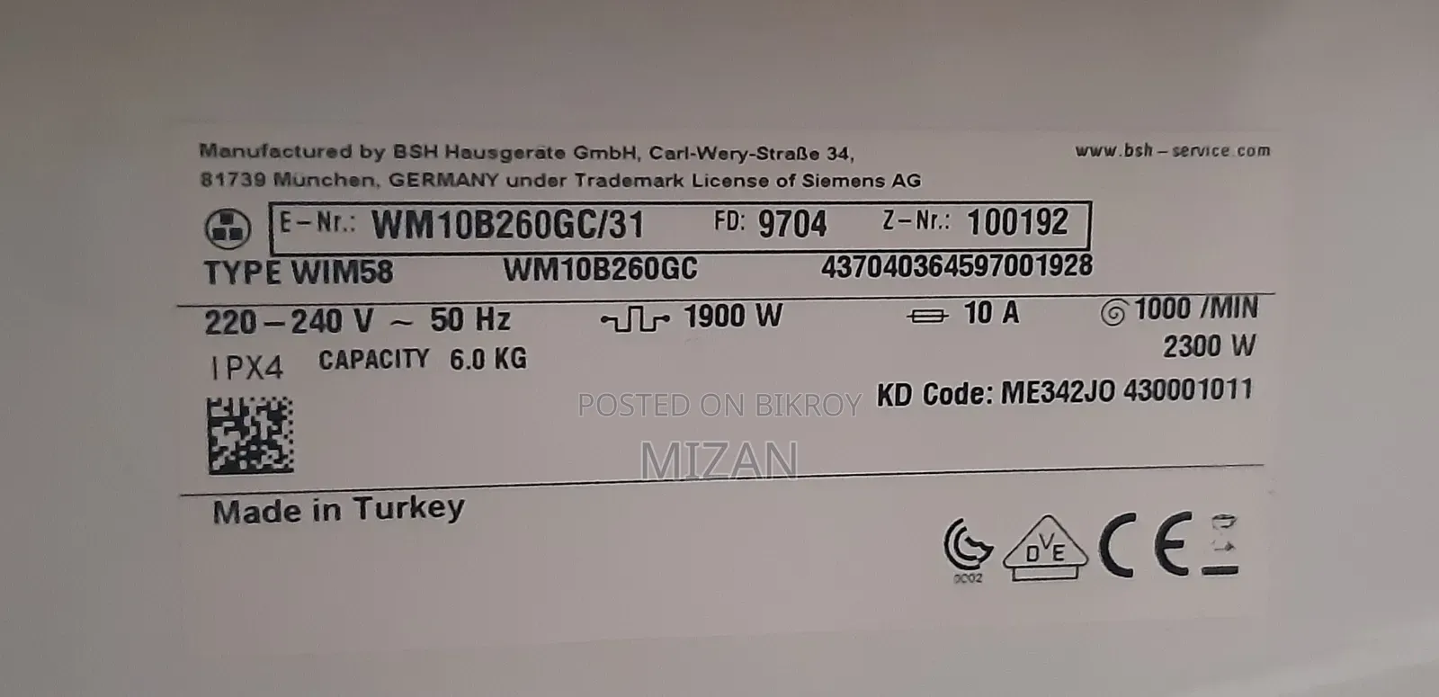 Washing Machine Front Load Turkey