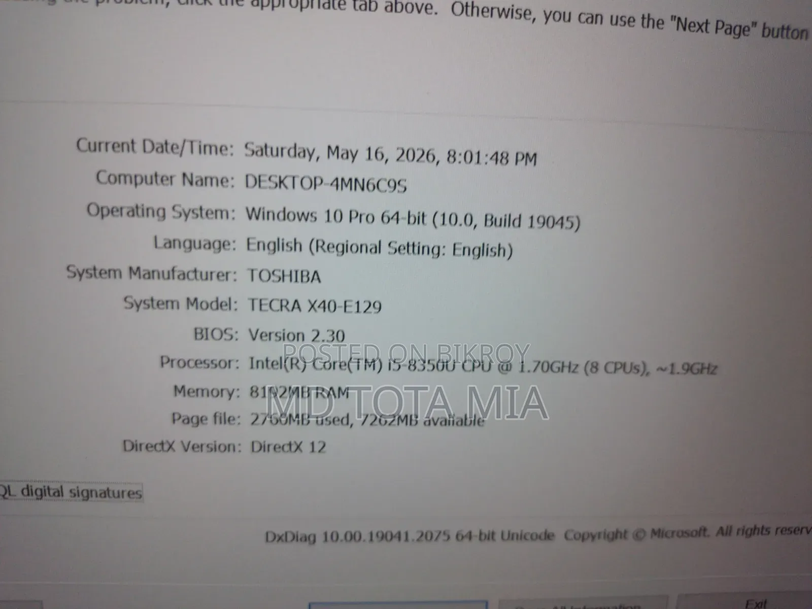 Laptop Toshiba Tecra X40 8GB Intel Core I5 SSD 256GB