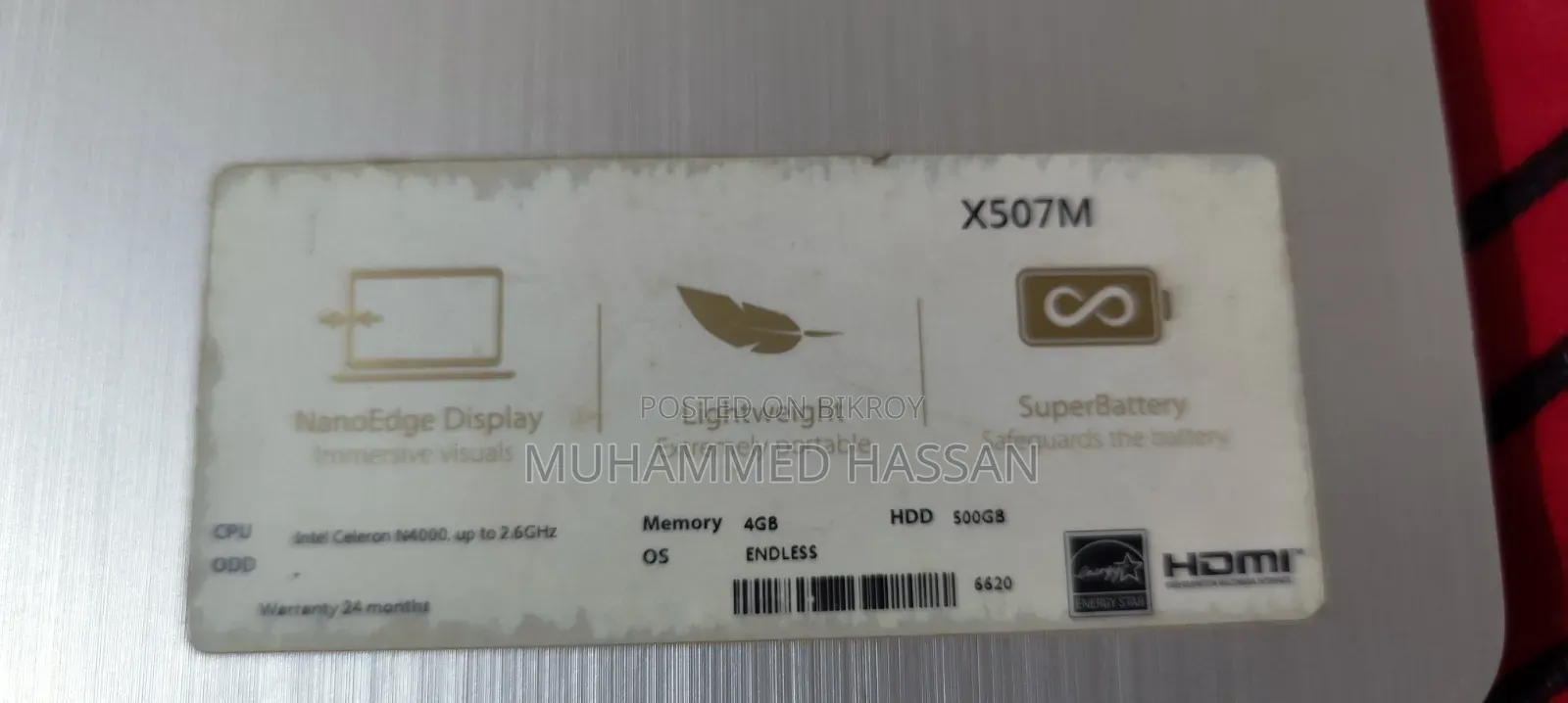 Laptop Asus VivoBook 15 X505BA 4GB Intel Celeron HDD 500GB