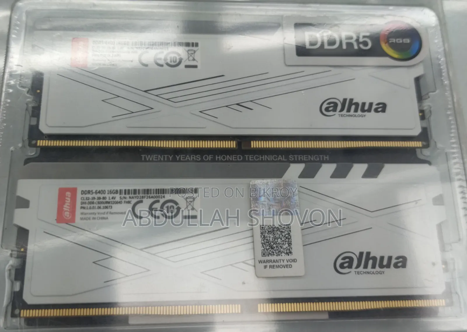 Dahua 16gb Ddr5 6400mhz RGB White Heatsink Desktop Ram