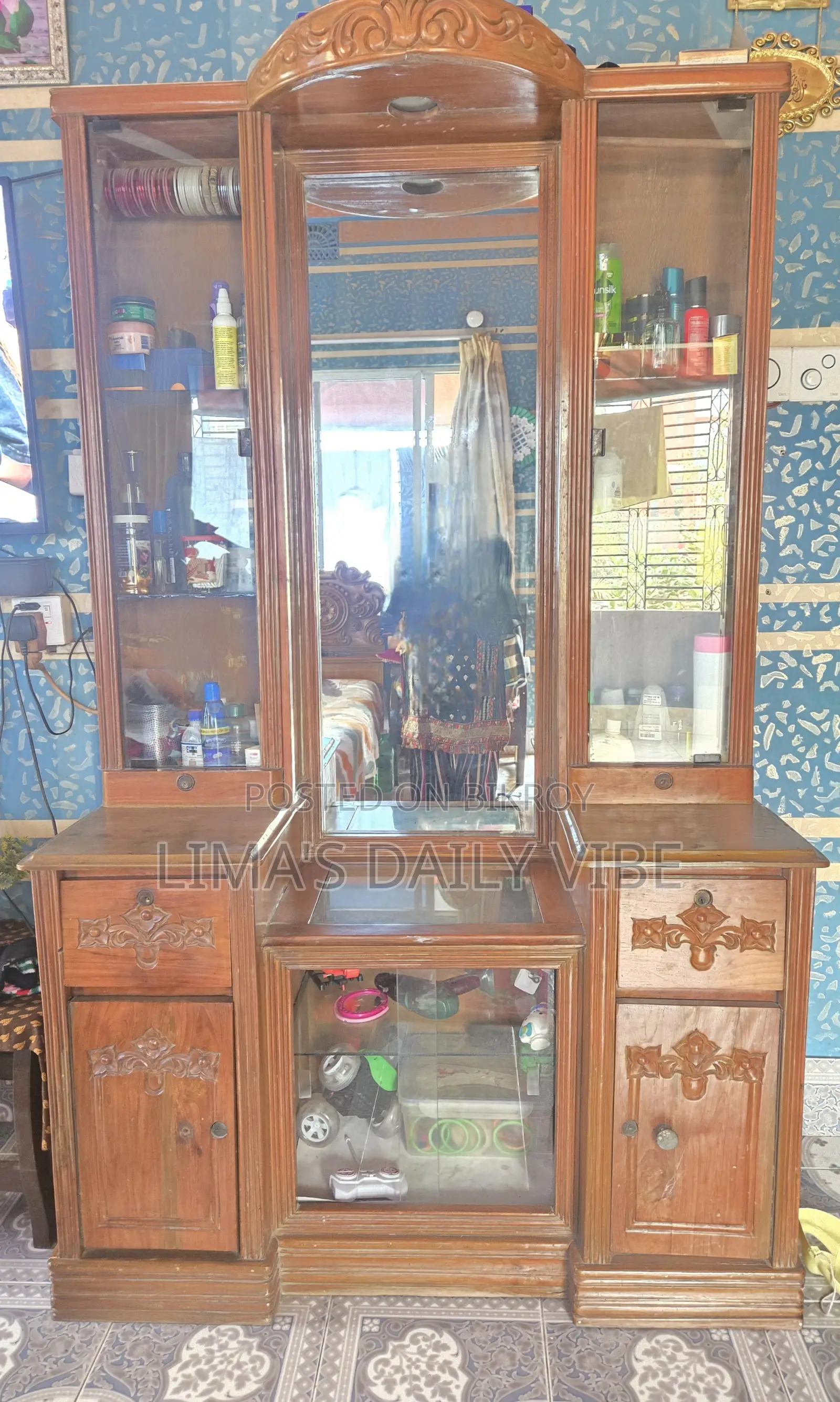 Sturdy Original Teak Wood Dressing Table (Used)