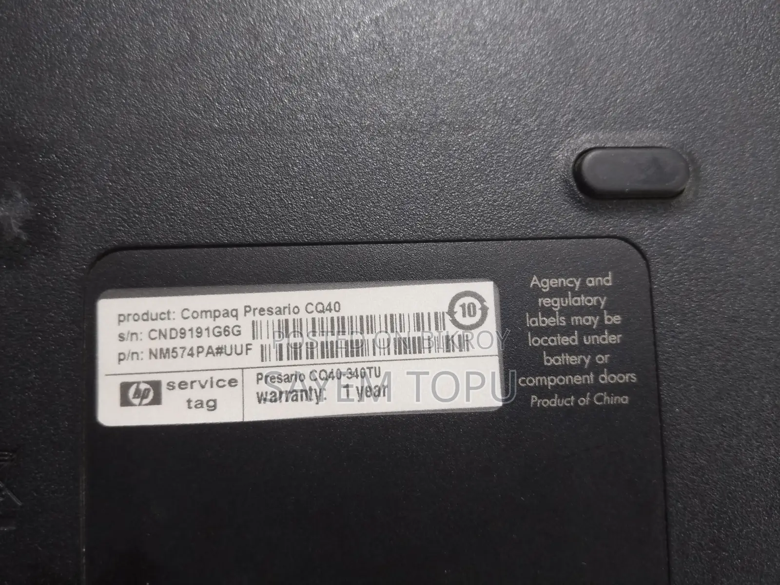Laptop HP Compaq Presario CQ40 2GB Intel HDD 256GB