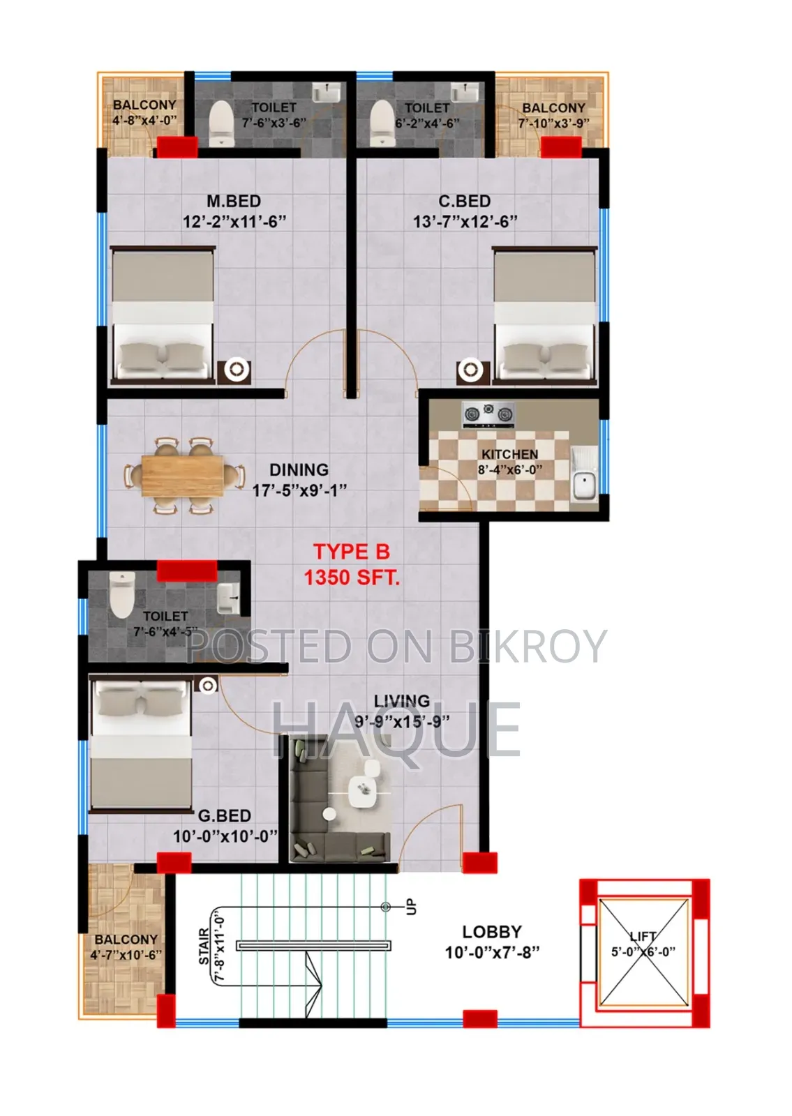 3-bedroom Apartment in Nakhalpara, Safar E, Tejgaon for sale