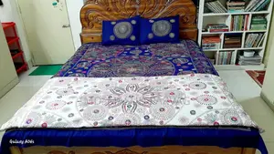 হাতে কাজ করা নকশি বিছানার চাদর ২টা বালিশের কাভার এবং গায়ে দেওয়া কাথা