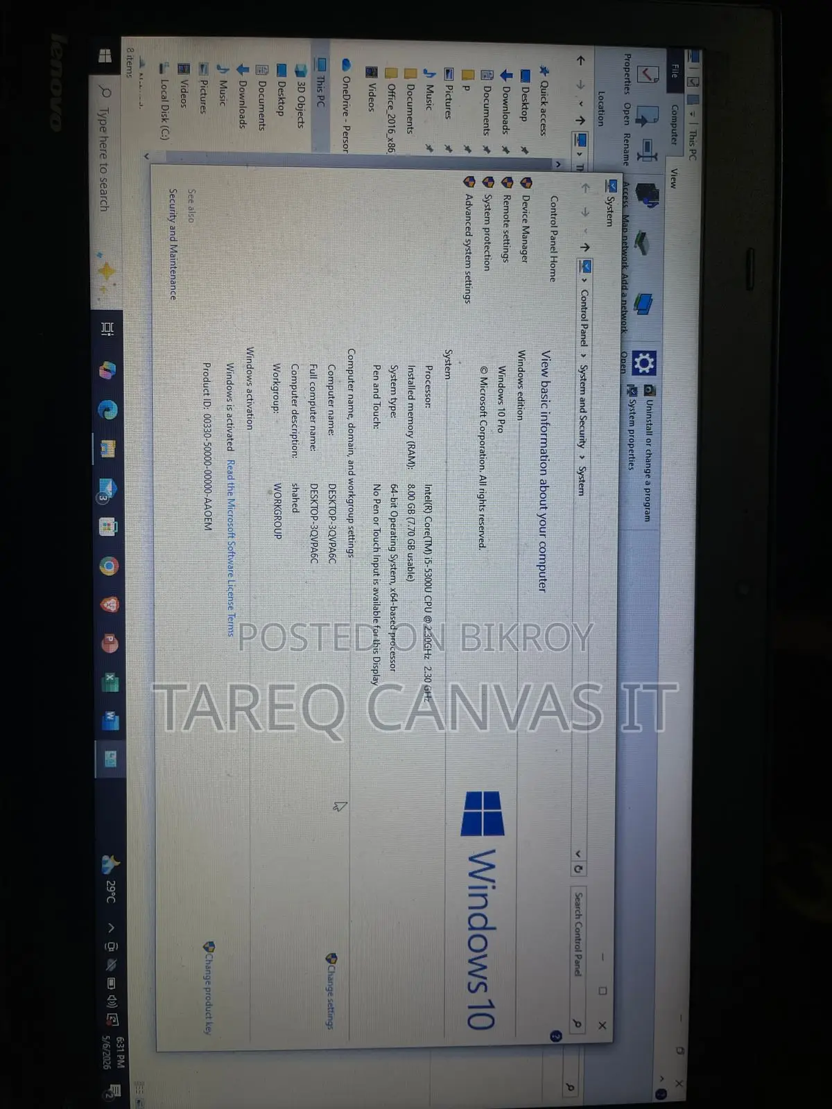 Laptop Lenovo ThinkPad T450 8GB Intel Core I5 SSD 256GB