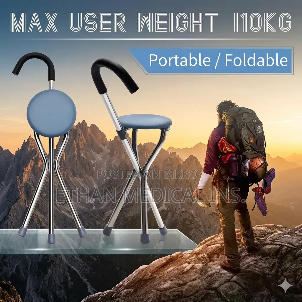 Walking Stick With Foldable Seat