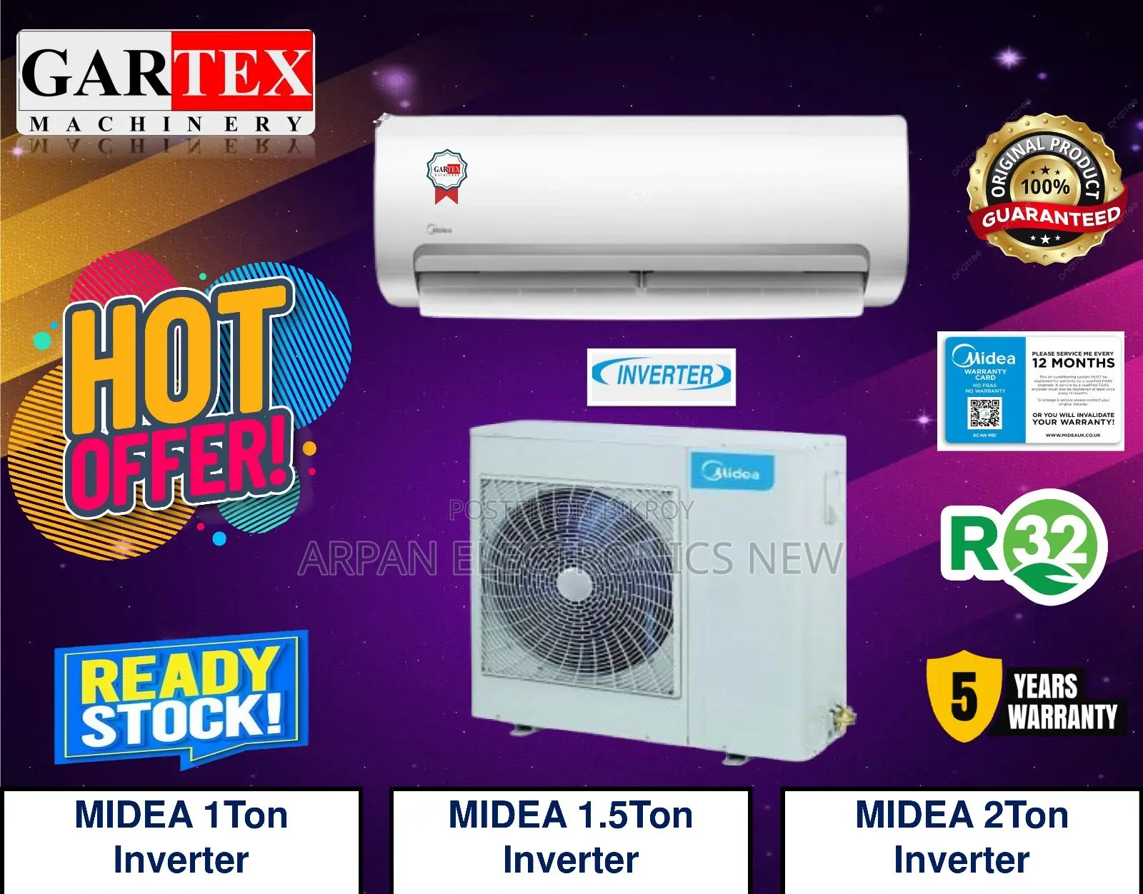 Midea Non Inverter AC 1.5 Ton Double Swing Auto Air Control