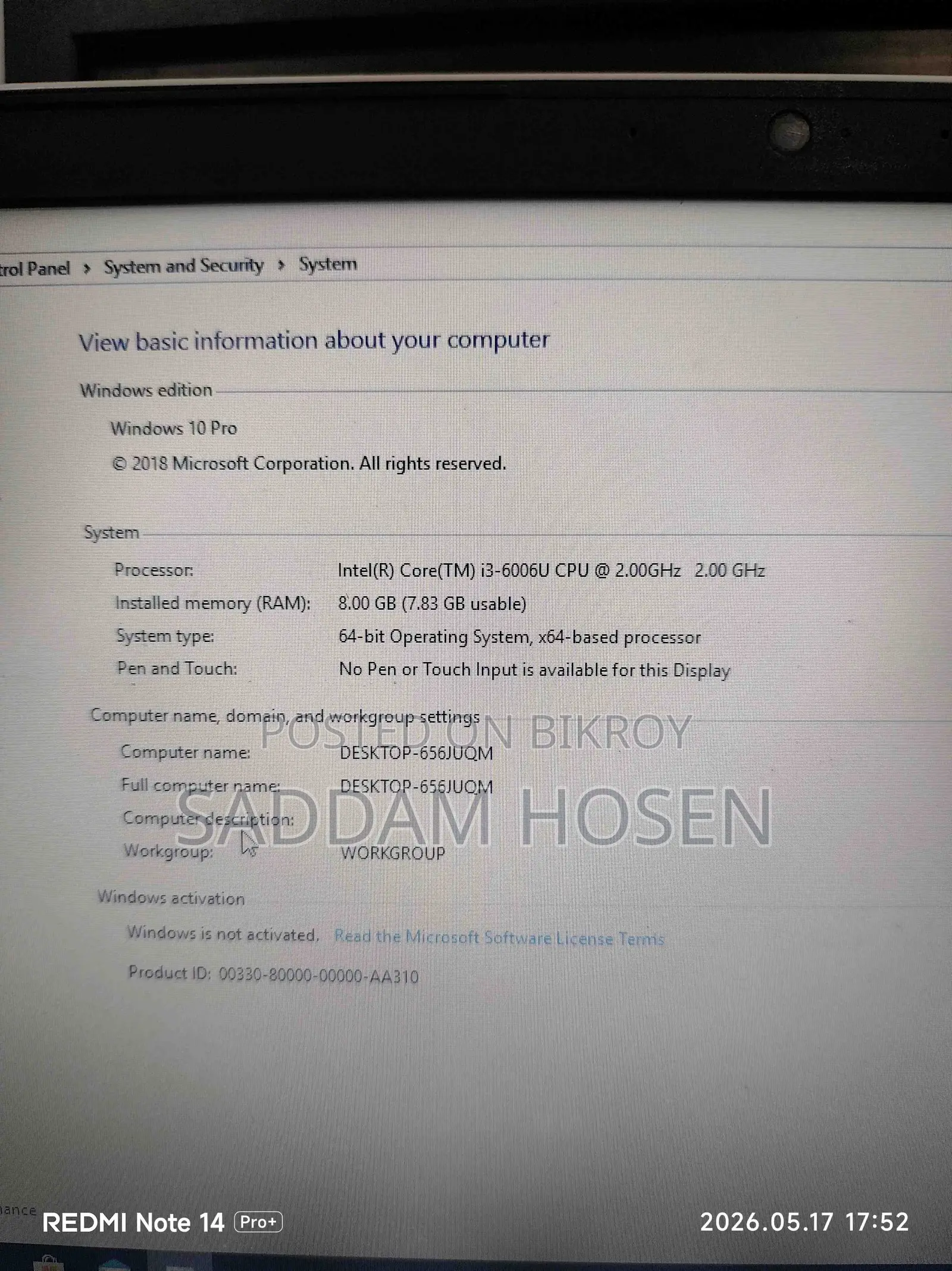 Laptop Dell Inspiron 14 8GB Intel Core I3 SSD 256GB