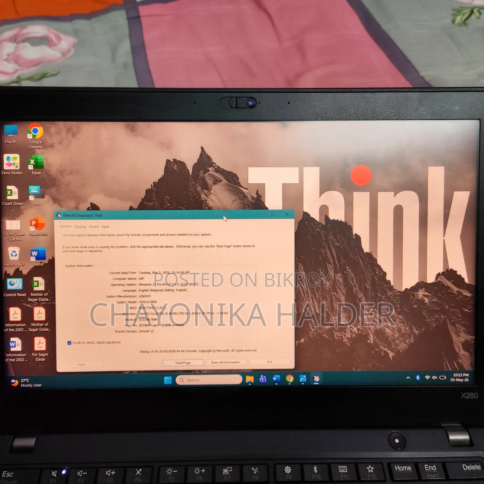 Laptop Lenovo ThinkPad T470 16GB Intel Core I5 SSD 512GB