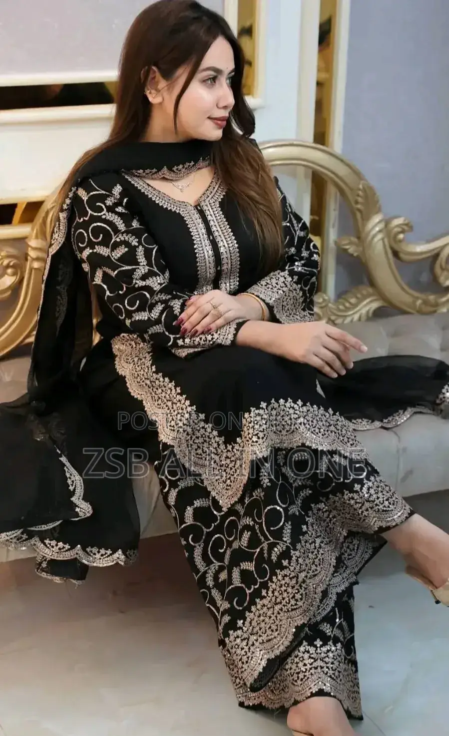 Premium Soft Jorjet With Sequence Embroidery Three Piece