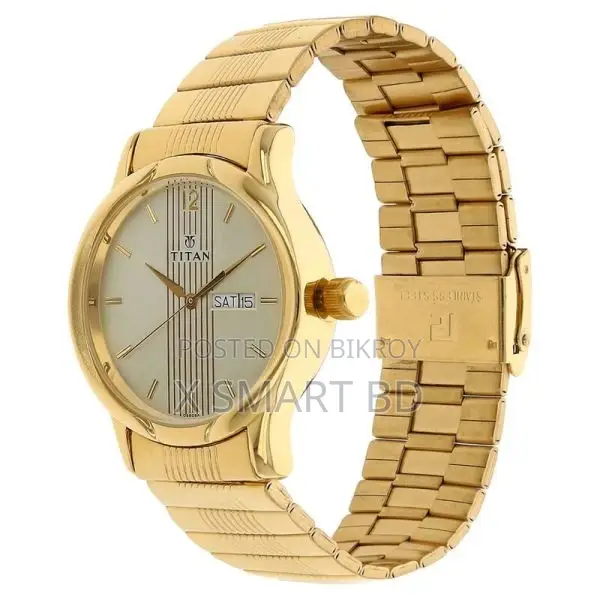 Titan Analog Champagne Dial Metal Strap Watch for Men (Ns-1580ym05)