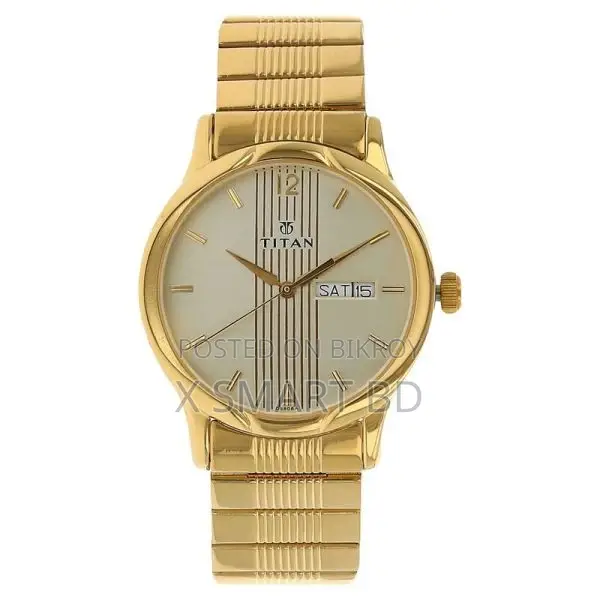 Titan Analog Champagne Dial Metal Strap Watch for Men (Ns-1580ym05)