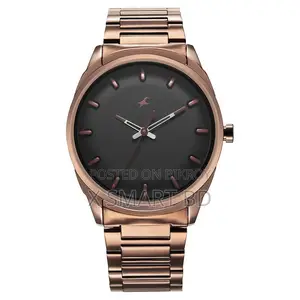 Fastrack 3273qm01 এনালগ ব্ল্যাক ডায়াল ব্রাউন স্টেইনলেস স্টিল স্ট্র্যাপ ঘড়ি
