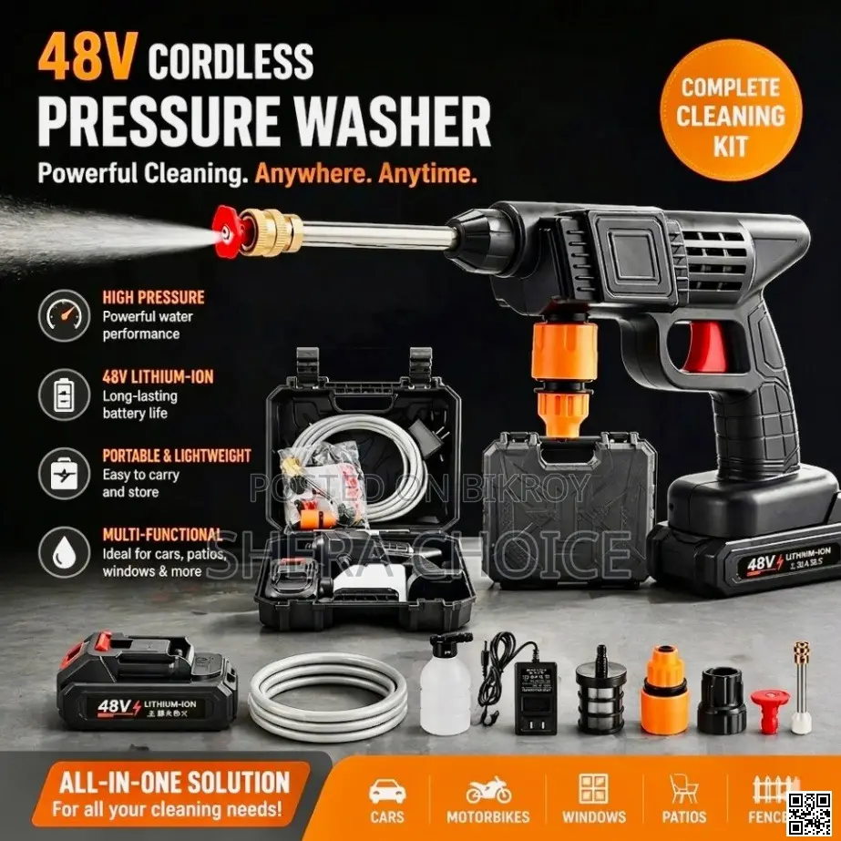 Wireless High Pressure Washer Gun – Car Bike Cleaning Made Easy!