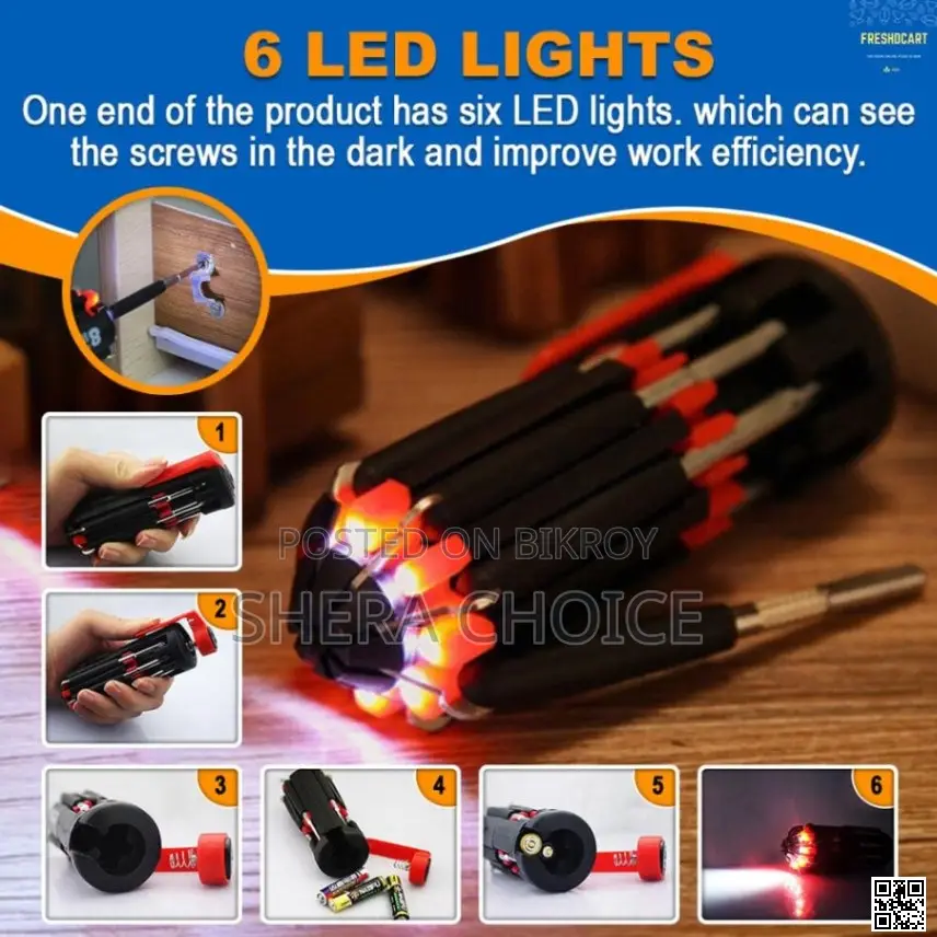 8-in-1 Multi Screwdriver Tool Set – With Worklight Flashlight