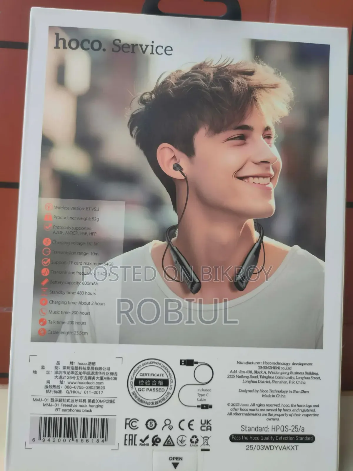 Hoco Mmj-01 Freestyle Wireless Neckband Earphone – 800mah Battery