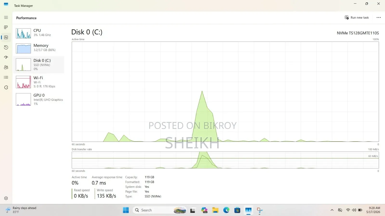 Laptop HP 15 4GB Intel Core I3 SSD 128GB