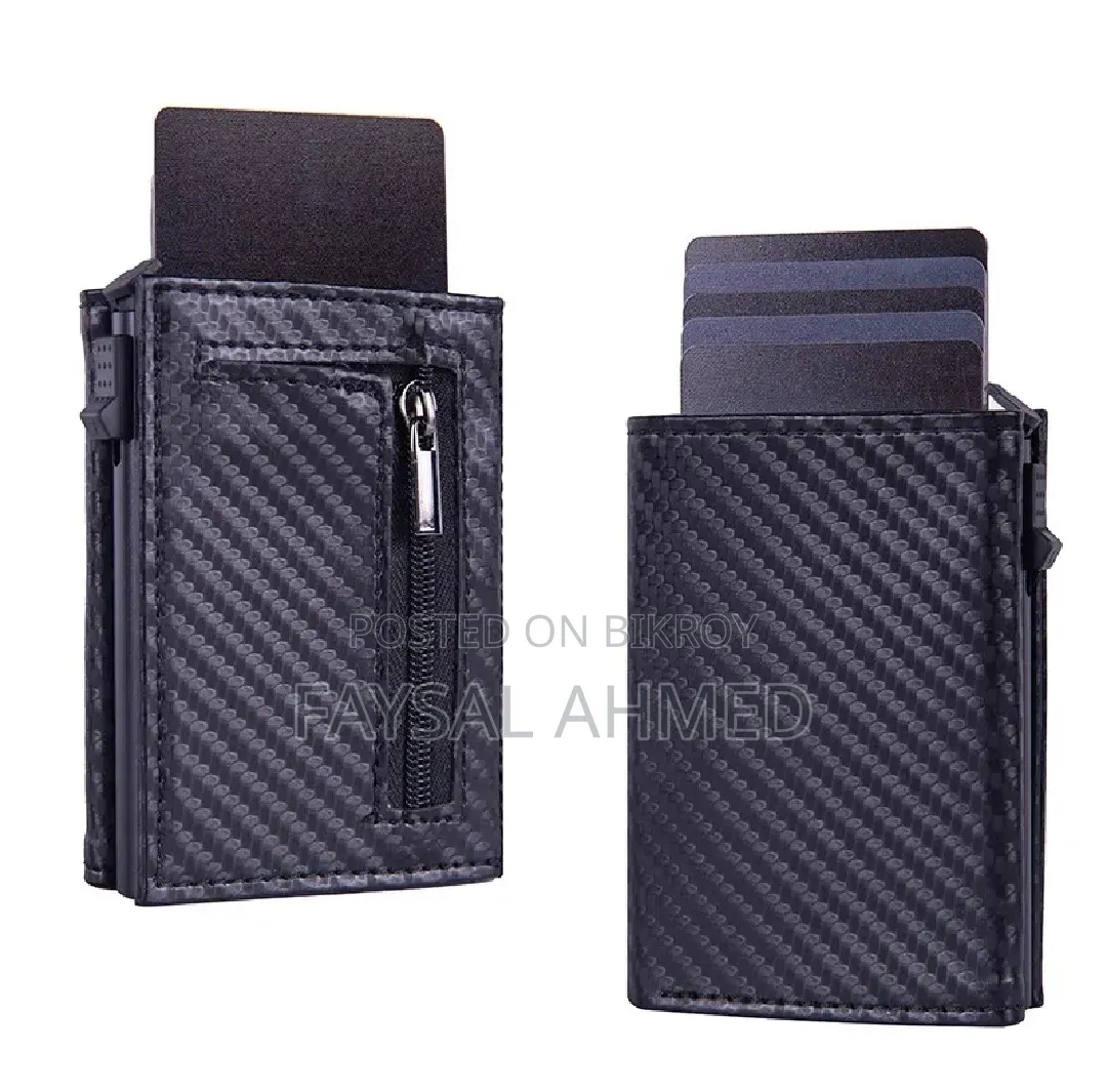 Rfid Protected Carbon Fibre Leather Aluminium Build Card Holder Wallet