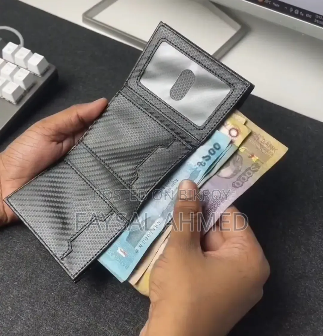 Rfid Protected Carbon Fibre Leather Aluminium Build Card Holder Wallet
