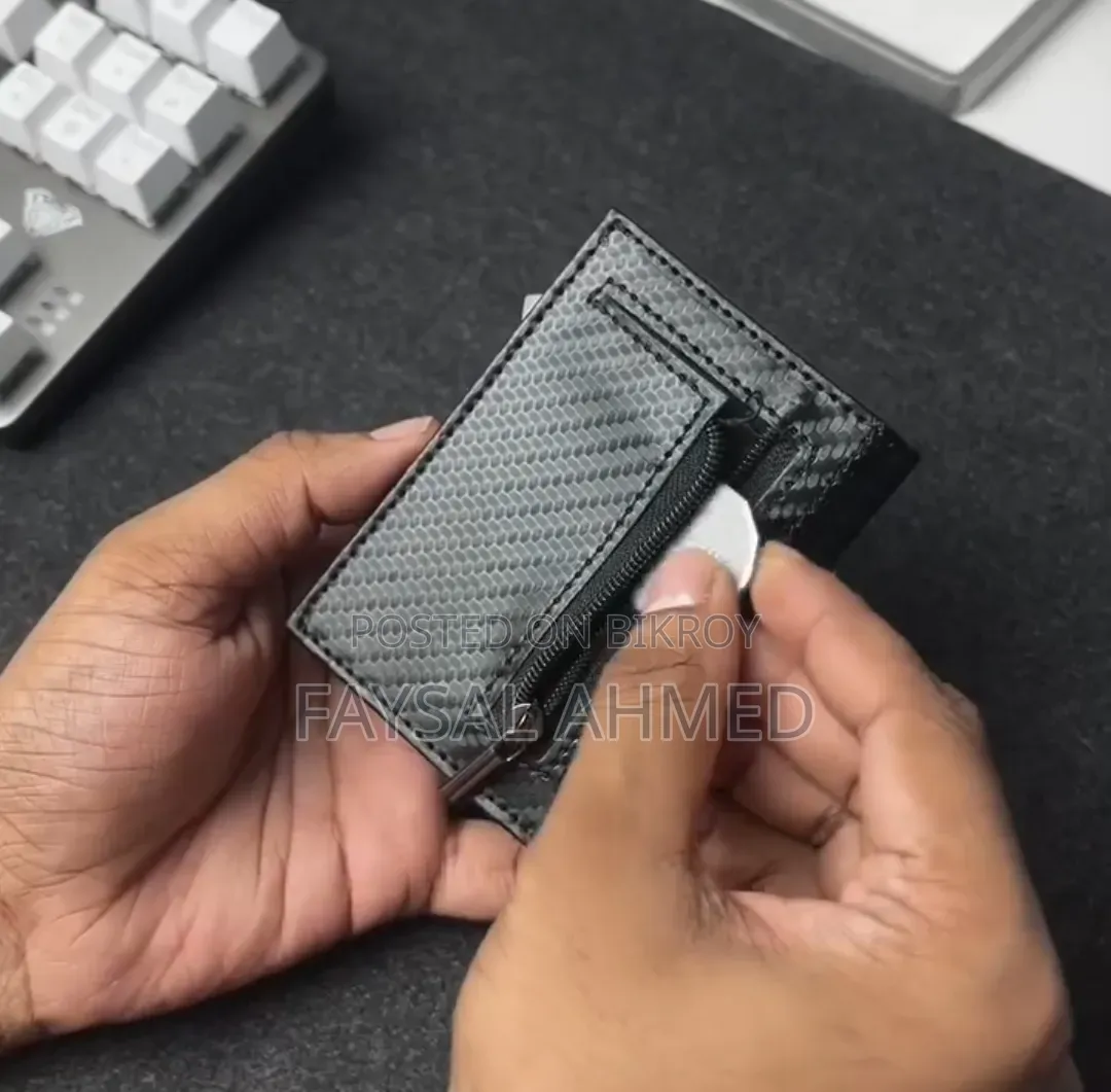 Rfid Protected Carbon Fibre Leather Aluminium Build Card Holder Wallet