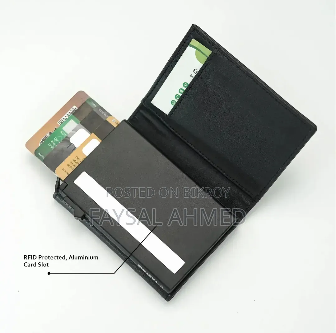 Rfid Protected Carbon Fibre Leather Aluminium Build Card Holder Wallet