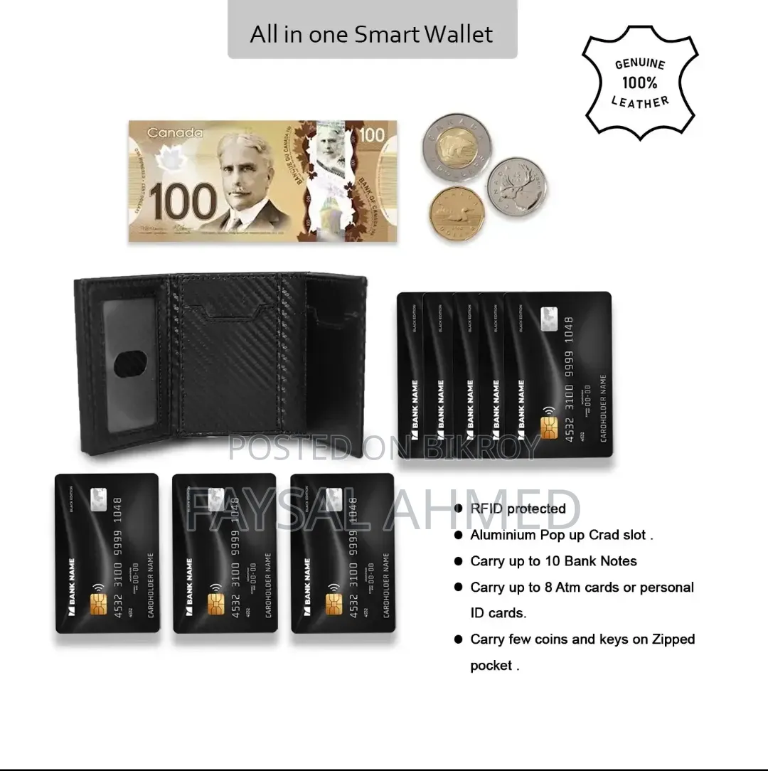 Rfid Protected Carbon Fibre Leather Aluminium Build Card Holder Wallet