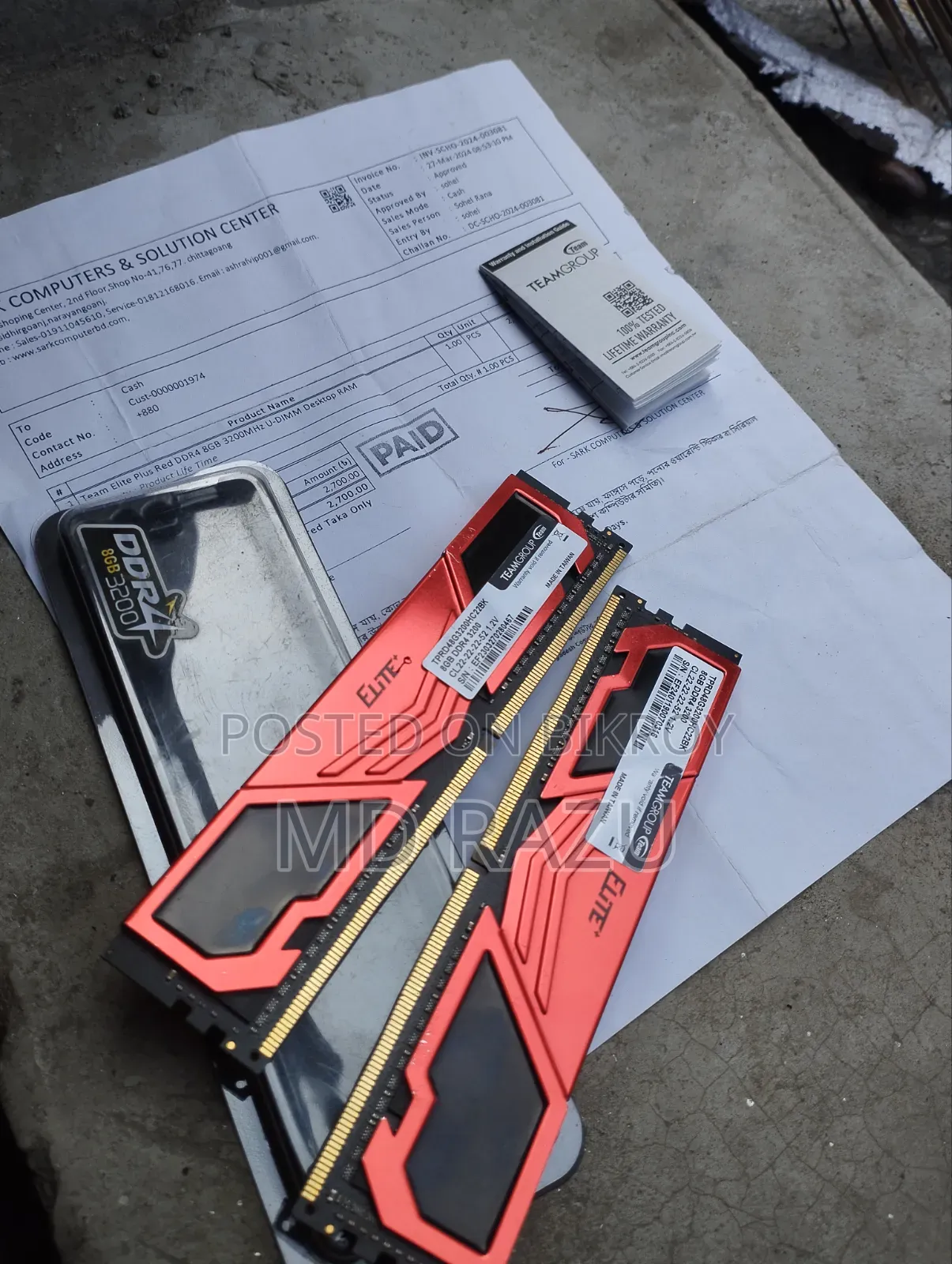 Team Elite Plus Red 8gb 3200mhz Ddr4