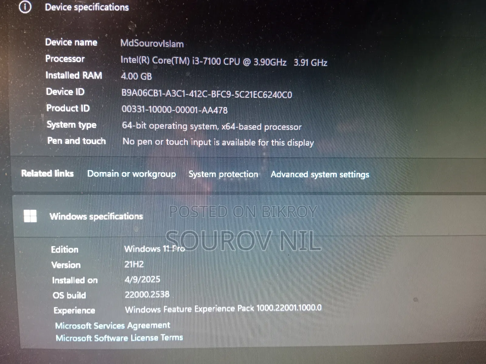 Desktop Computer 4GB Intel Core I3 SSD 256GB