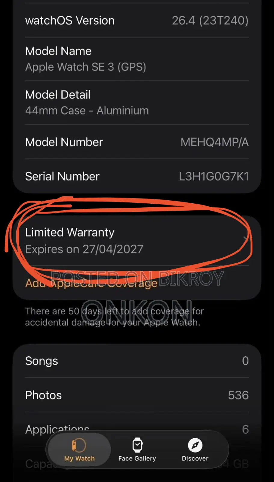 Apple Watch SE 3 44mm Original 100% BH