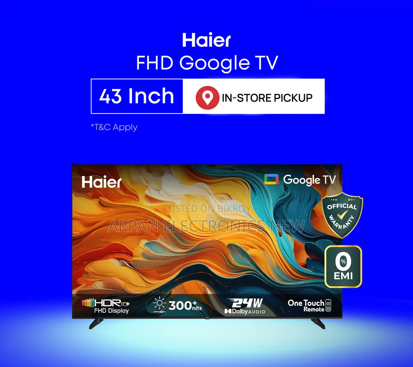 Haier 43 Inch FHD Google Tv - H43k85ffx With Official Warranty