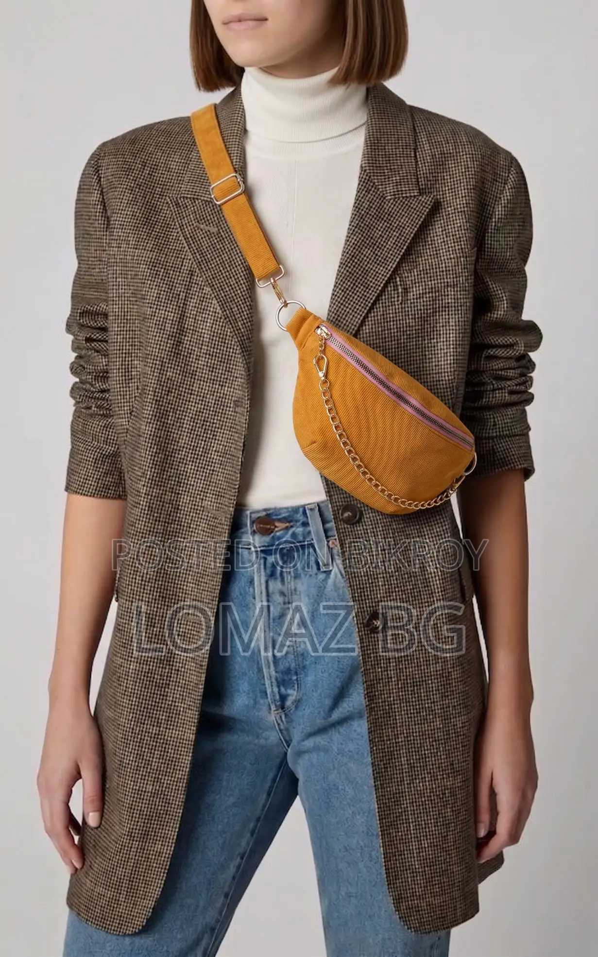 Premium Corduroy Brown Crossbody Bag