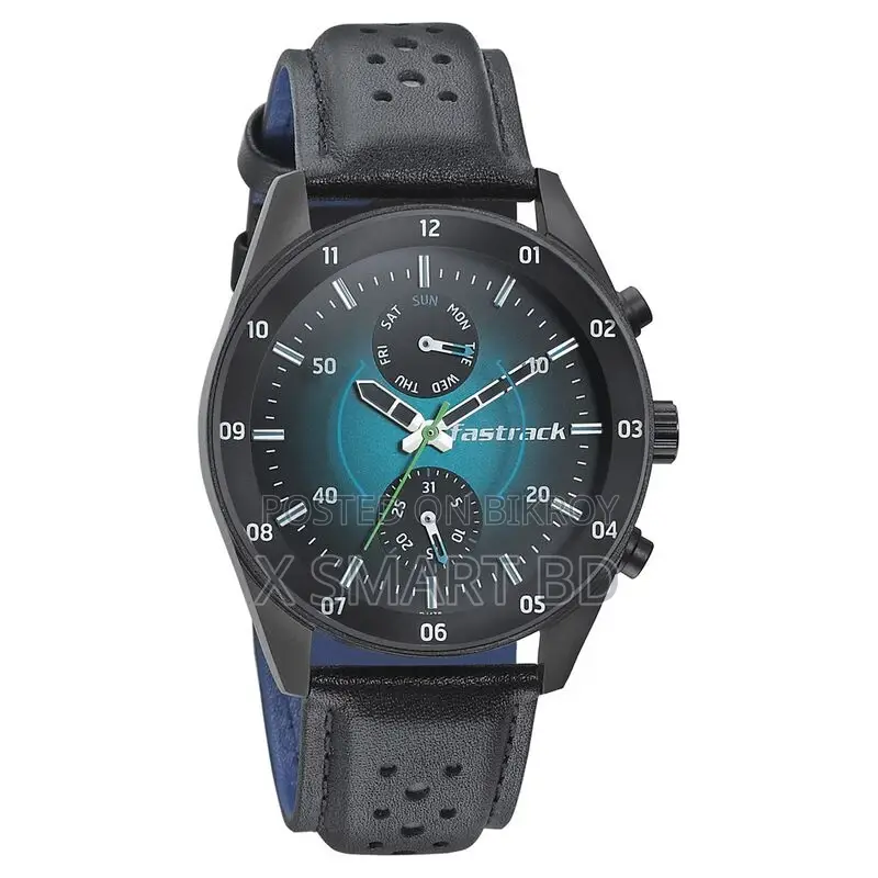 Fastrack Np3201nl01 Quartz Multifunction Blue Dial Leather Strap Watch
