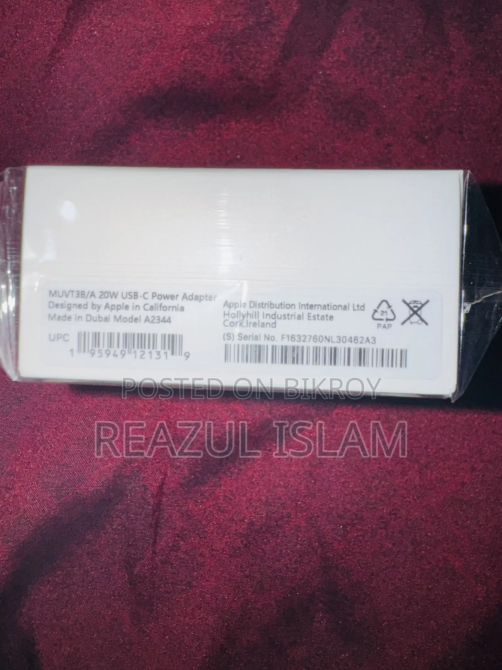 Apple 20W Fast Charger + USB-C to Lightning Dubai Variant | Brand New